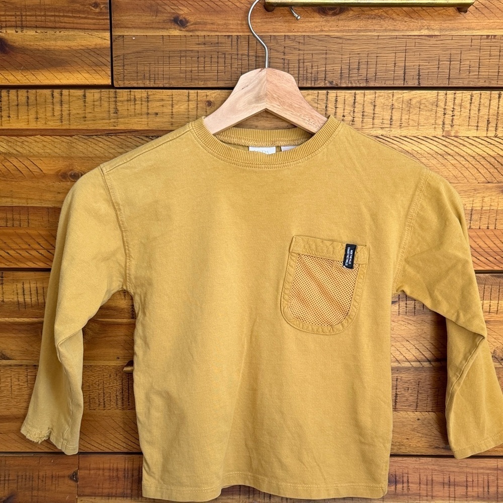 Zara Boys Kids Mustard Long Sleeve Shirt